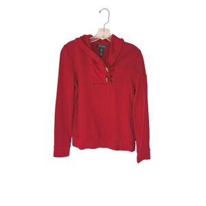 Ralph Lauren Toggle Shawl Collar Pullover Sweater Women's Red Cable Knit Small